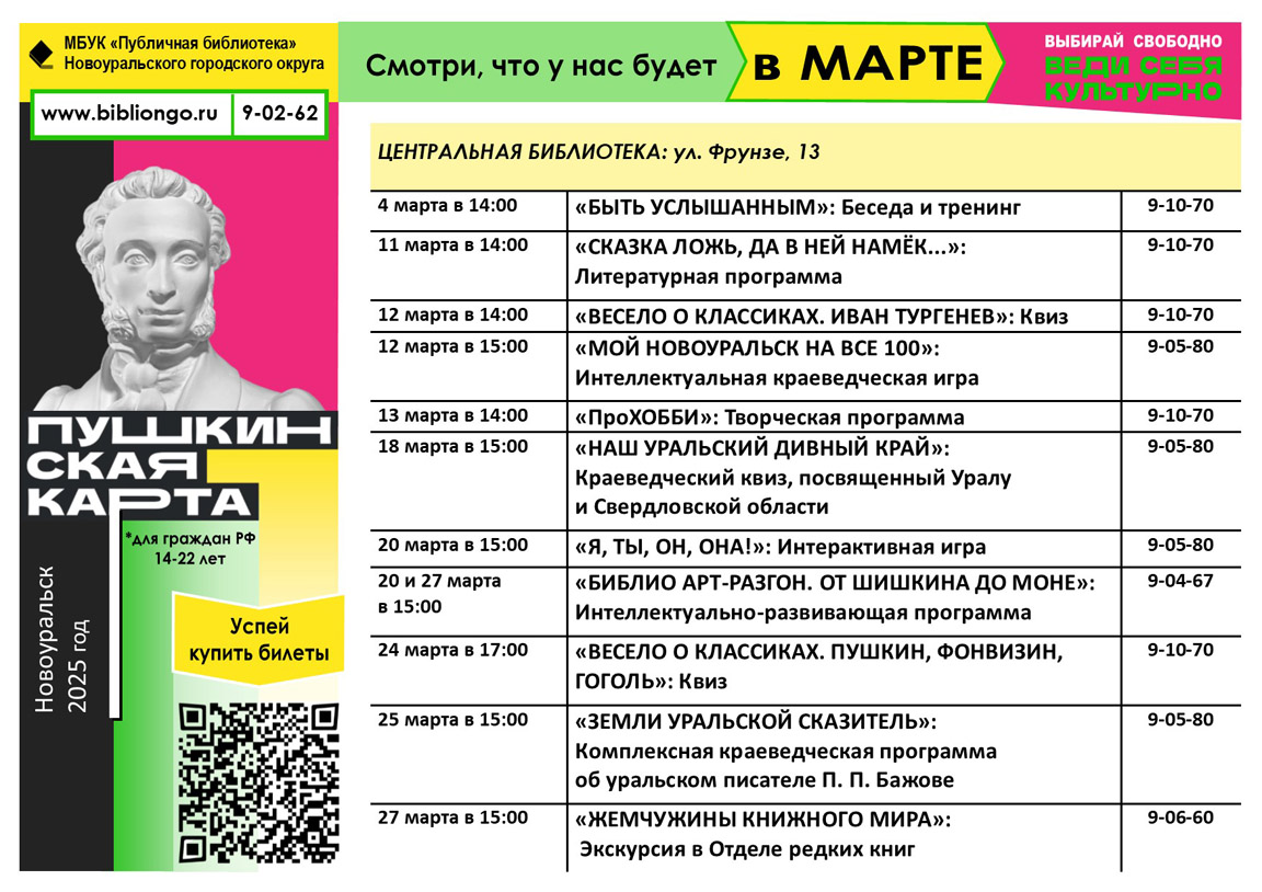 пушкинская карта март 1