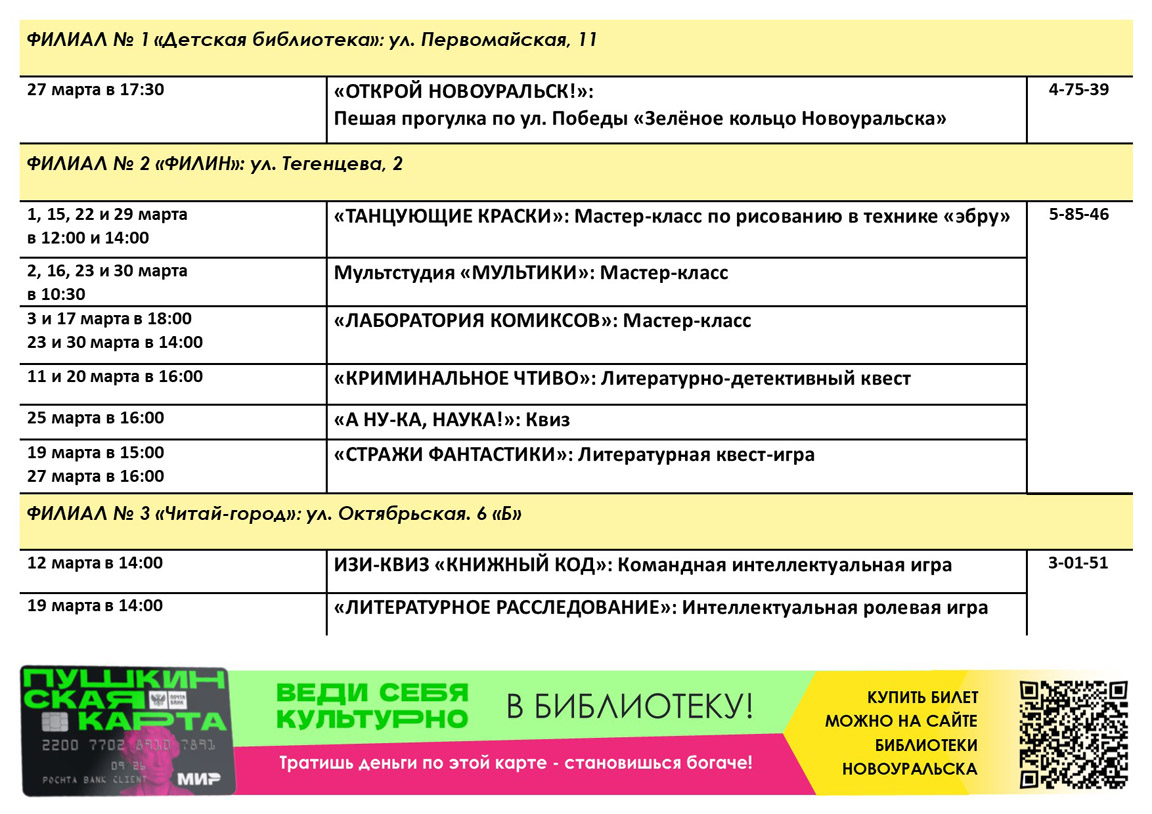 пушкинская карта март 2